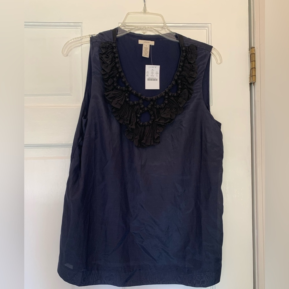 NWT Navy Silk Blouse Shell Top